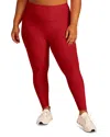 Beyond Yoga Plus Space Dye Caught In The Midi Leggings In Ruby Red Heather