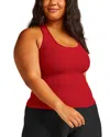 Beyond Yoga Plus Space Dye Step Up Racerback Tank In Ruby Red Heather