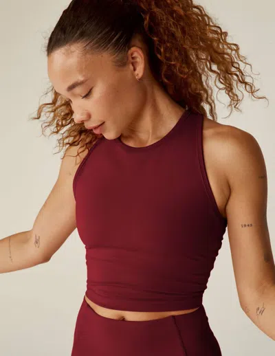 BEYOND YOGA POWER BEYOND STRIVE CROPPED TANK TOP IN MERLOT