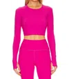 Beyond Yoga Powerbeyond Lite Cardio Cropped Pullover In Pink Energy