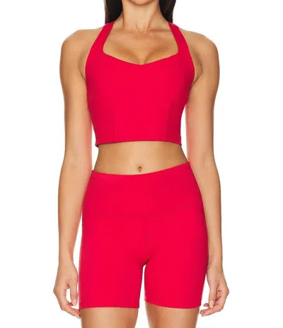 Beyond Yoga Powerbeyond Racerback Cropped Tank In Retro Red