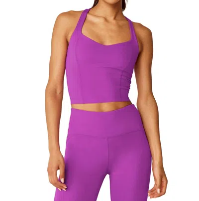 Beyond Yoga Powerbeyond Racerback Cropped Tank In Violet Berry