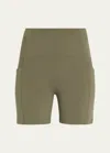 Beyond Yoga Powerbeyond Strive Biker Shorts In Modern Olive