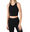 Beyond Yoga Spacedye Focus Cropped Tank In Darkest Night In Black