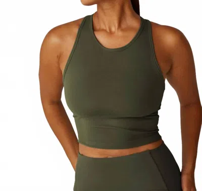 Beyond Yoga Powerbeyond Strive Cropped Tank Top In Olive In Gold