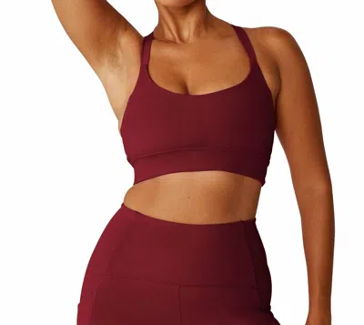 Beyond Yoga Powerbeyond Strive Long Line Bra In California Merlot In Burgundy