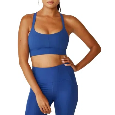 Beyond Yoga Powerbeyond Strive Long Line Bra In Marine Blue