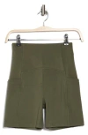 Beyond Yoga Powerbeyond™ Strive Pocket Bike Shorts In Modern Olive