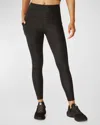 Beyond Yoga Spacedye Tapered-leg High-rise Stretch-woven Leggings In Black