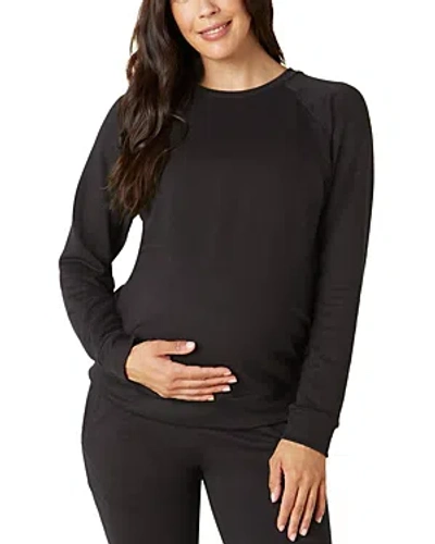 Beyond Yoga Raglan Sleeve Maternity Sweatshirt In Black