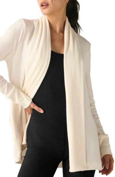 Beyond Yoga Relax Rib Cardigan In Fresh Snow