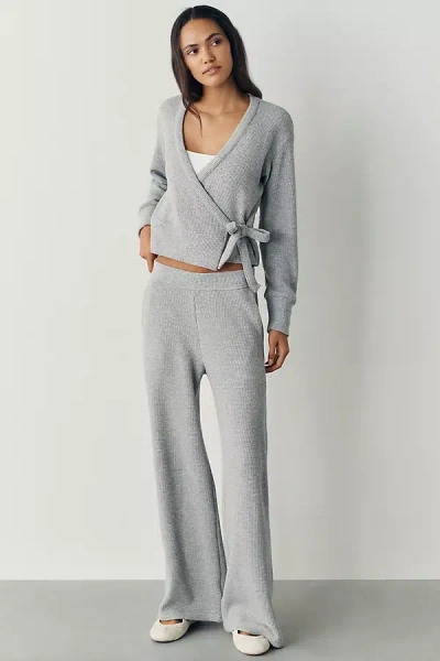 Beyond Yoga Rest Day Waffle Wide Leg Pants In Gray