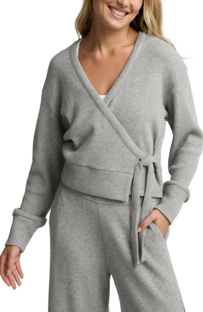 Beyond Yoga Rest Day Waffle Stitch Wrap Cardigan In Purple