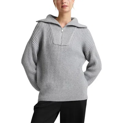Beyond Yoga Rib Quarter Zip Sweater In Gray