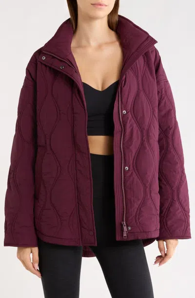 Beyond Yoga Roam Water Repellent Quilted Jacket In Purple
