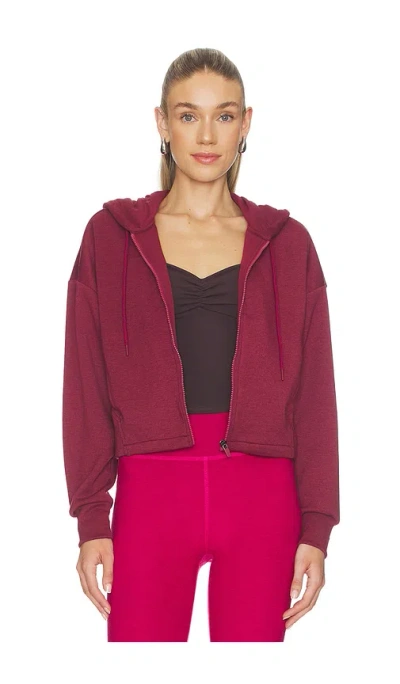 Beyond Yoga Scuba Cropped Jacket In Burgundy