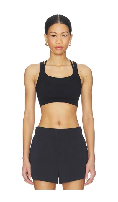Beyond Yoga Seamless Double Layer Mesh Bra In Black