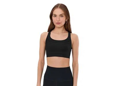 Beyond Yoga Seamless Double Layer Mesh Bra In Black