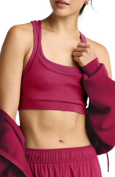 Beyond Yoga Seamless Moves Layered Sports Bra In Red