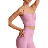 Beyond Yoga Shirred Crop Camisole In Pink Haze Heather