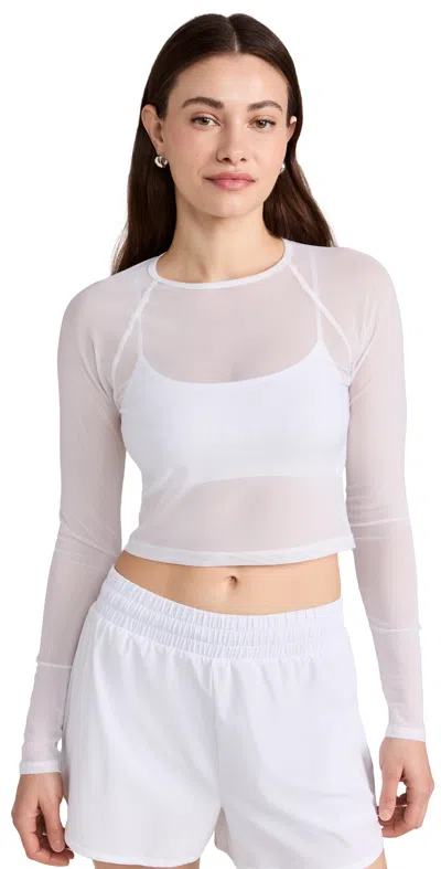 Beyond Yoga Show Off Mesh Long Sleeve Cropped Top White