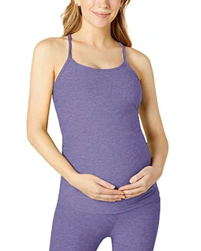 Beyond Yoga Slim Fit Spacedye Racerback Maternity Tank Top In Indigo Heather