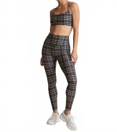 Beyond Yoga Slim Racerback Cropped Tank Top In Preppy Plaid In Black