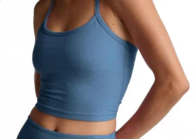 Beyond Yoga Slim Racerback Cropped Tank Top In Washed Denim In Blue