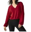 Beyond Yoga Soft Spoken Cropped Pullover In Ruby Red In Red