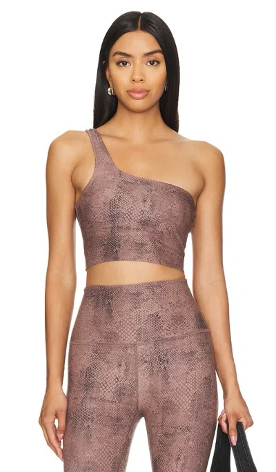 Beyond Yoga Softmark One And Only Shoulder High Cropped Tank Top In Neutral Snakeskin