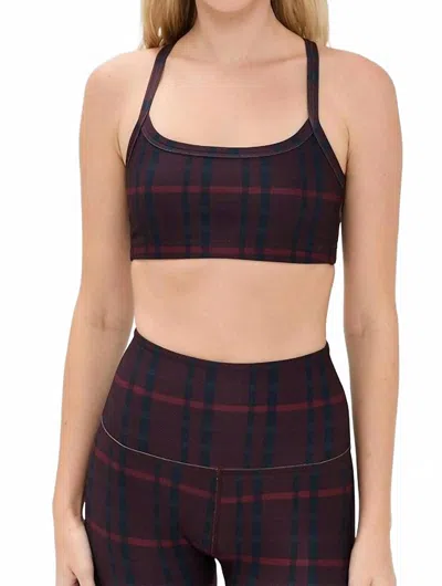 Beyond Yoga Softmark Slim Racerback Bra In Dark Cherry Preppy Plaid In Multi