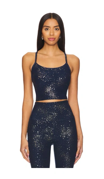 Beyond Yoga Softshine Slim Racerback Cropped Tank Top In Navy Lucy Stars