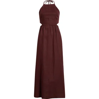 Beyond Yoga Softwash Linen Halter Dress In Brown