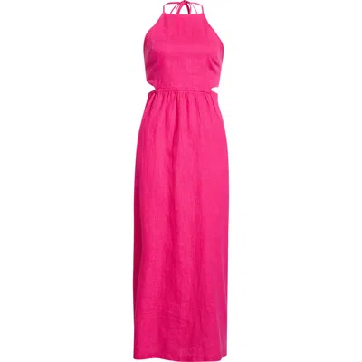 Beyond Yoga Softwash Linen Halter Dress In Pink