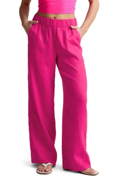 Beyond Yoga Softwash Wide Leg Linen Pants In Pink