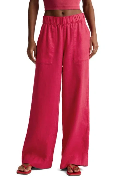 Beyond Yoga Softwash Wide Leg Linen Pants In Red