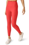 Beyond Yoga Spacedye Caught In The Midi Legging In Coral Glow Heather In Red Ash Heather
