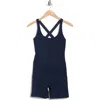Beyond Yoga Space Dye Bike Romper In Nocturnal Navy