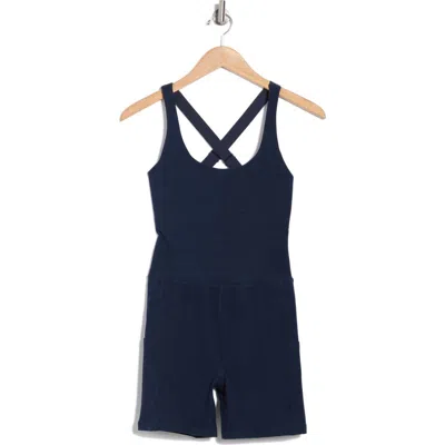 Beyond Yoga Space Dye Bike Romper In Nocturnal Navy