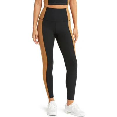 Beyond Yoga Space Dye Colorblock Ankle Leggings In Black