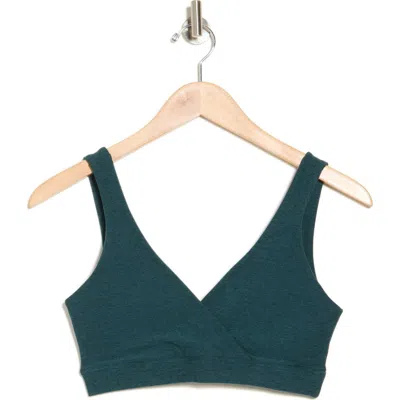 Beyond Yoga Space Dye Crossover Sports Bra In Midnight Green Heath
