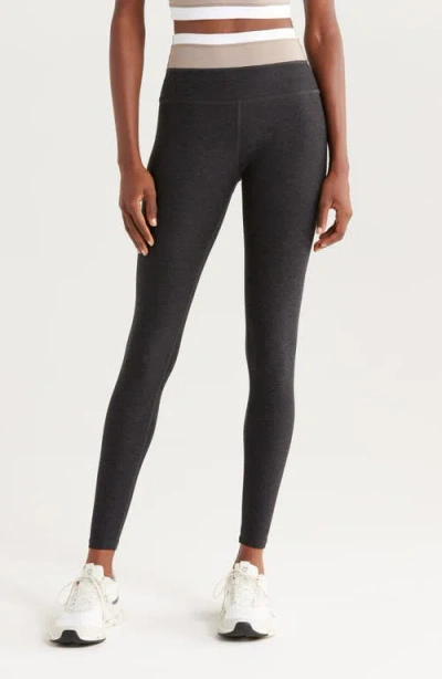 Beyond Yoga Space Dye Horizon Colorblock Ankle Leggings In Gray