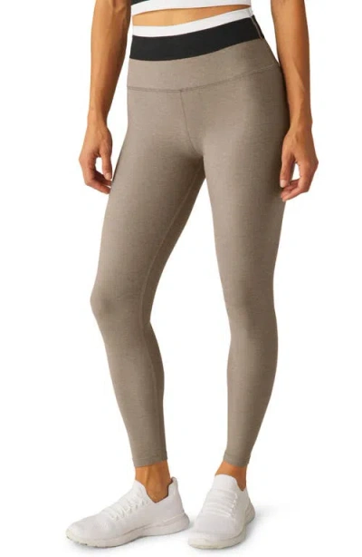 Beyond Yoga Space Dye Horizon Colorblock Ankle Leggings In Birch Tri-color