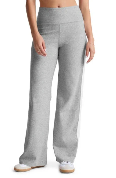 Beyond Yoga Space Dye Laid Back Stripe Pants In Silver Mist/cloud White