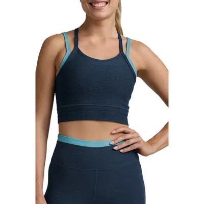 Beyond Yoga Space Dye Long Layered Bra In Blue