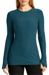 Beyond Yoga Space Dye Long Sleeve Top In Blue Gem Heather