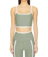 Beyond Yoga Space Dye New Moves High Cropped Tank Top In Grey Sage Heather In Green