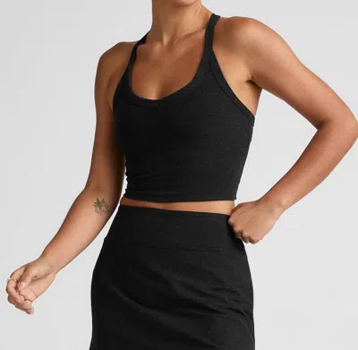 Beyond Yoga Space Dye On The Up Cropped Tank Top In Darkest Night In Black