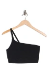 Beyond Yoga Space Dye One Shoulder Longline Sports Bra In Black