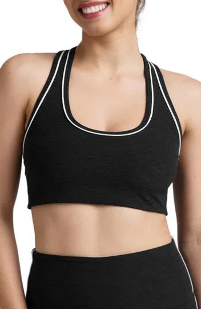 Beyond Yoga Space Dye Racerback Sports Bra In Black